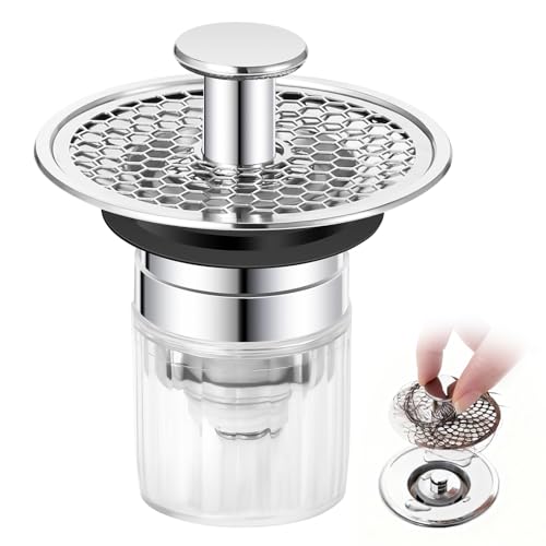 Blendura Bonde de Lavabo, Bouchon Lavabo Salle de Bain 32-42mm, Universel Pop-Up Bouchon de Lavabo Bouchon Evier Cuisine Salle de Bain, Bonde Lavabo avec Filtre Anti-Clogging et Anti-Odeur
