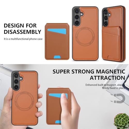 Étui pour Samsung A54 5G marron résistant aux rayures avec aimant