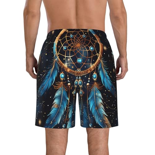 Men's Quick Dry Swim Shorts Dream Catcher Stars Feathers Native Mystic Blue Beach Trunks with Pockets2
