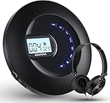 ARAFUNA CD Player Portable, Rechargeable Portable CD Player for Car and Travel, Small Player CD with Headphone and Anti-Skip, Personal Player with LCD Display, AUX Cable, Backlight