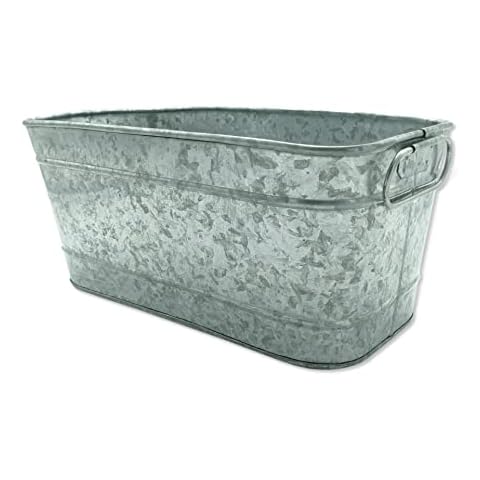 DARO DEKO Metall Blumenschale 19 x 38cm verzinkt Blumen-Topf Übertopf Blumenkasten Cover