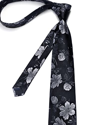 Image of Enlision Ties for Men Floral Tie Handkerchief Cufflinks Set Formal Flower Classic Mens Necktie & Pocket Square Wedding