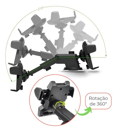 Suporte Veicular Celular GPS Universal Smartphone Ventosa Gruda Painel Carro Trava Automática Anti Q