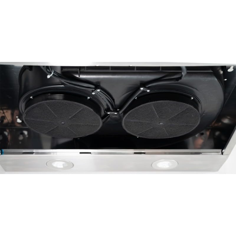 Hotte casquette visière BELDEKO 60 cm – inox – double moteur 200 W – débit 435 m³/h – filtres à charbon inclus – 3 vitesses – éclairage LED – évacuation ou recyclage – marque française