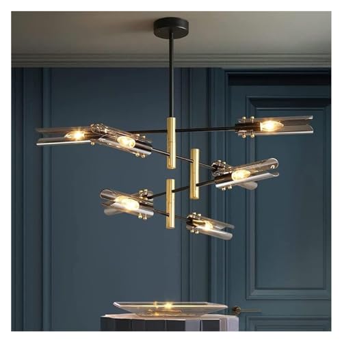 Lustre spoutnik industriel plafonnier 8 lampes bras rotatifs luminaire suspendu cuisine chambre