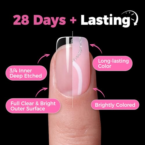 Image of UNA GELLA Gel Nail Tips Square Short, 15 Sizes Short Square Press on Nails, Pre Etched 300pcs Soft Gel Fake Nails Full Cover For Nail Extension Home DIY Salon for Flat & Curved Nail Beds