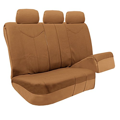 Fh Group Automotive Seat Cover Rome Pu Leather Full Set Beige, Airbag Compatible Combo Non-Slip Dash Pad Split Bench Tan Car Seat Cover Interior Accessories Universal Fit Car Truck Suv Car Accessories #TOP2