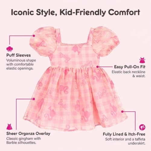 Barbie Big Girls' Printed Organza Flare Gown Pink 10-12 - image 2