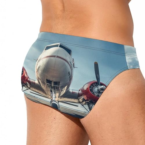 Aircraft on A Runway Men's Swim Trunks Briefs Swimsuit Swimwear Bathing for Underwear Beach4