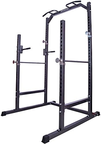 GYM MASTER Heavy Duty Half Power Cage Weight Lifting Squat Rack & Dip Station Tower