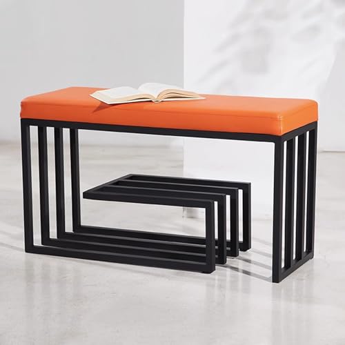 Banc de rangement de chaussures en métal noir rembourré pour entrée et chambre