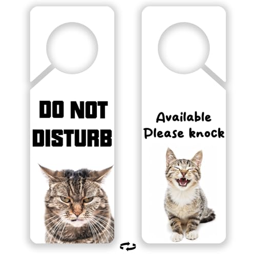 Do Not Disturb Door Hanger Sign 2-Pack, Cat Print, PVC