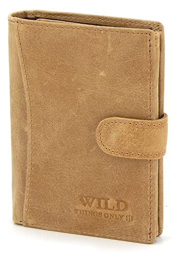 ekavale Cartera de piel vertical con pestillo, protección RFID NFC para hombre, cartera, naturaleza Cover