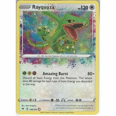 Pokemon Rayquaza 138/185 Carte holographique rare Pokemon TCG Épée et Bouclier Vivid Voltage