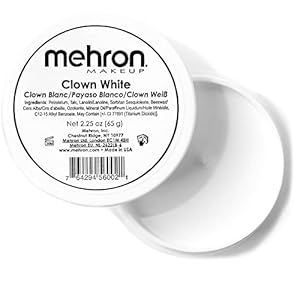 Mehron Makeup Clown White Professional Face Paint Cream Makeup | White Face Paint for Stage, Film, Cosplay, & Mime | Halloween Clown 2.25 oz (65g)