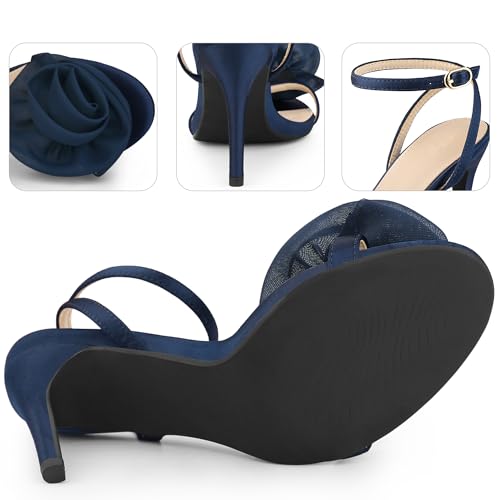 Perphy Flower Heels Satin Stiletto High Heel Sandals for Women3