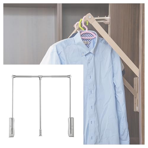 Barra For Armario Abatible, Barra For Ropa Ajustable De 550-1250 Mm, Barra Abatible For Armario, con Amortiguador Neumático, For Colgar Ropa con Capacidad De Carga De 20 Kg(Silver,930-1250mm)