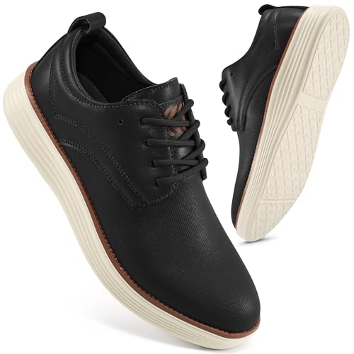 Men's Dress Sneakers Lightweight Casual Business Formal Oxfords Shoes Black