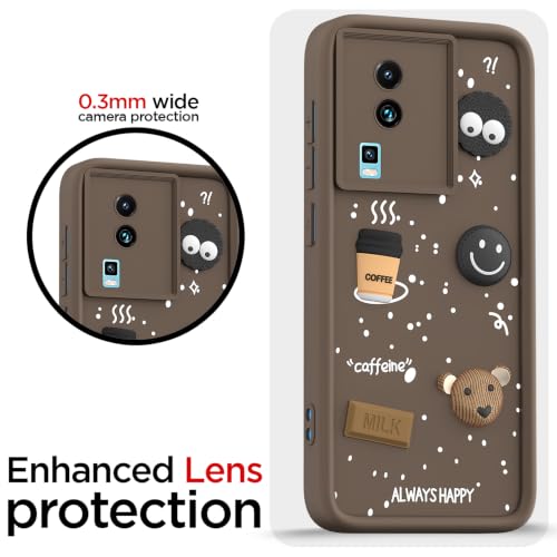 Image of Pikkme Back Cover for iQOO Neo 7 5G / Neo 7 Pro 5G | Cute Fun Cartoon 3D Bear Silicone Full Body Protection Bumper Cover (Brown)