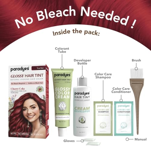 Image of Paradyes Cherry Coke No Bleach Glossy Hair Tint with 7-in-1 Hair Colouring Kit