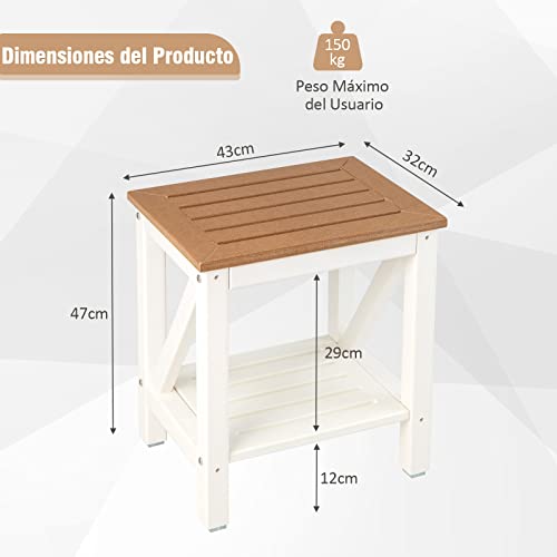 COSTWAY Taburete de Ducha de Esquina, Banco Impermeable de Baño con Estante de Almacenamiento de Madera, Asiento Bañera Adulto para Ducha para Uso en Interiores y Exteriores (Diseño 3) - imagen 3