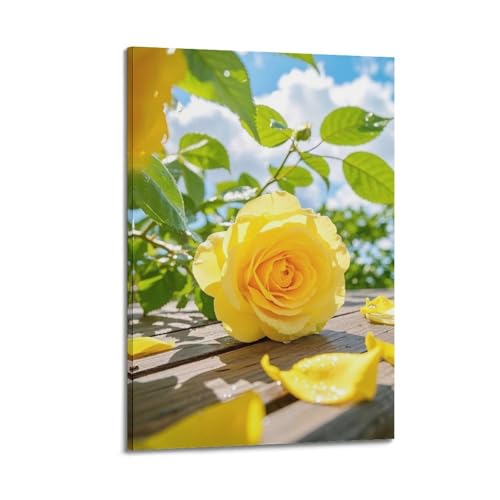 Roses jaunes poster mural artistique moderne ZHOUKEG décoration salon
