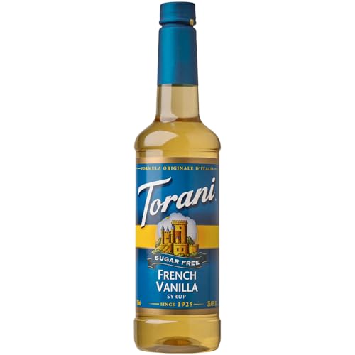Torani French Vanilla Sugar Free Coffee Syrup (750ml) Zero Calorie French Vanilla Syrup for Coffee Hot Chocolate & Protein Shakes No Sugar Ideal for Drinks and Desserts