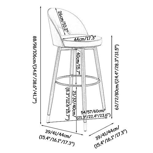 Tabouret de bar 62 cm gris sidéral pour salle à manger et îlot central - 3
