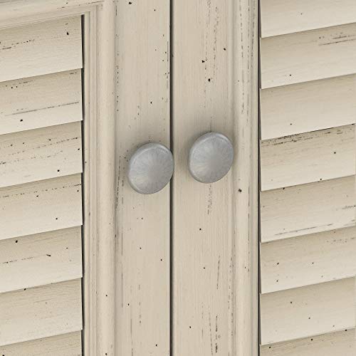 Bush Furniture Fairview Small Storage Cabinet With Doors In Antique White And Tea Maple, Beige #TOP3