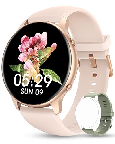 Round Smart Watches for Women, 2022 HD LCD Smartwatch iPhone/Samsung Compatible, 3ATM...