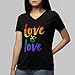 Love is Love Women's V-Neck T-Shirt Gay Pride Slim FIT Shirts Large Black