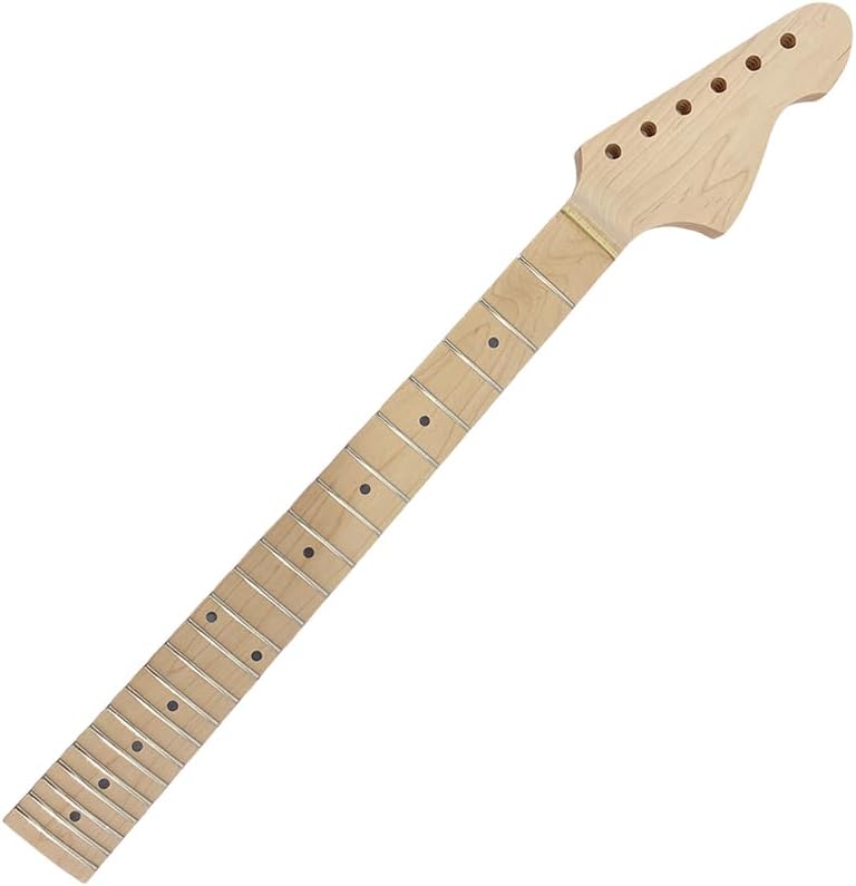 Yinfente Electric Guitar Neck 22Fret 24inch Maple Fretboard Dot Inlay Bolt On Guitar Neck Replacement Unfinished