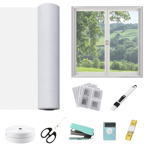 Mosquiteras Para Ventanas de Fibra de Vidrio Ajustable,Viene Con Adhesivo de Velcro y Herramientas de Instalación,Sin Taladra,Mosquitera Ventana a Prueba de Insectos y Gatos (Blanco, 130x150cm)