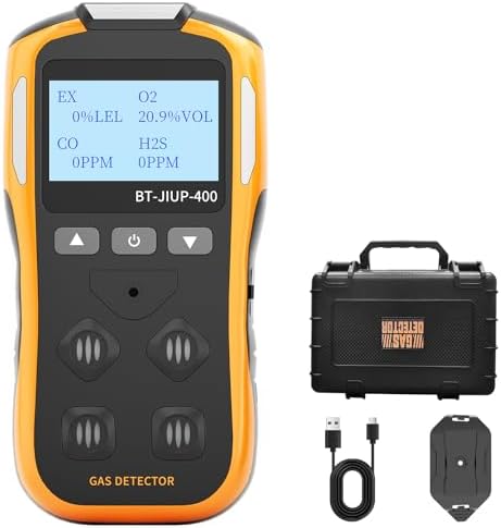 Gas Detector, Portable 4 Gas Monitor for H₂S, CO, LEL, and O₂,Rec...