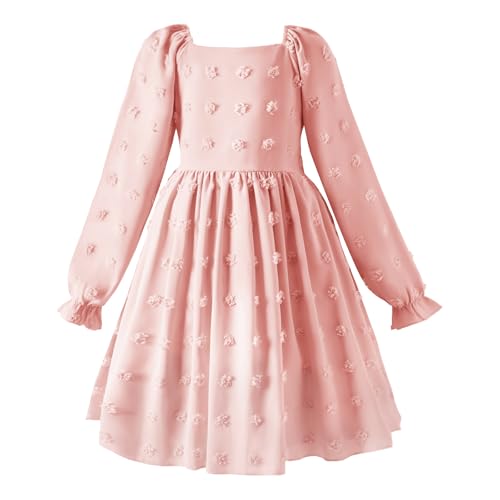 HILEELANG Girls Long Sleeve Princess Party Dress-Bow Tie Tulle Skirt Kids Holiday Birthday Wedding Outfit Ages 6-12 - Image 4