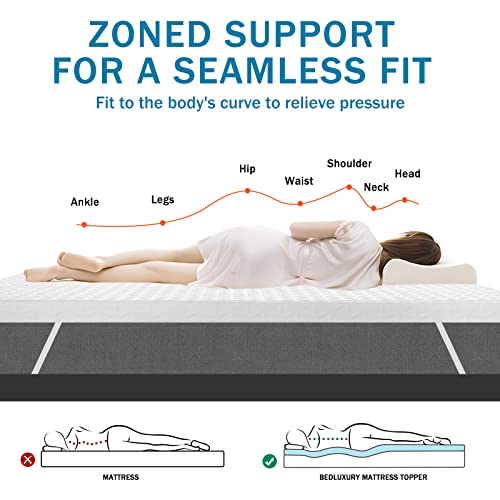 Harny 3 Inch Gel Memory Foam Mattress Topper Queen Size, High Density Cooling Pad Pressure Relief Bed Topper For Back Pain, With Removable Breathable Soft Bamboo Cover, Certipur-Us Certified #TOP3