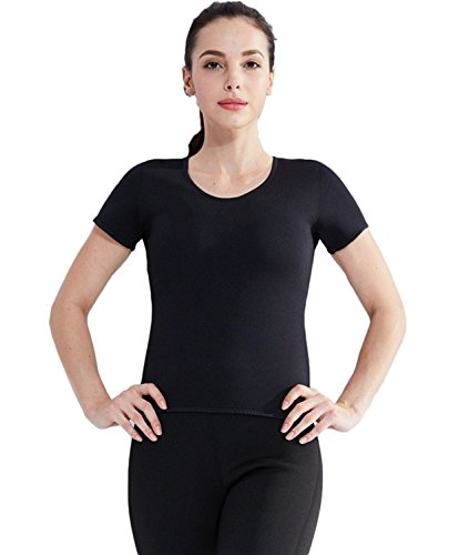 Vinmin Womens Short Sleeve Fat Burner Neoprene Stretchable Sweat Sauna Slimming Shirt for Weight Loss