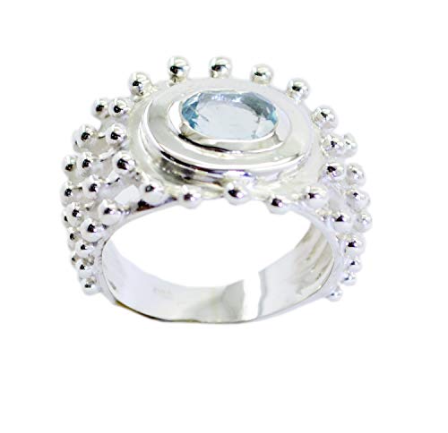 Bague en argent 925 et pierre topaze bleue fine d'exception RIYO