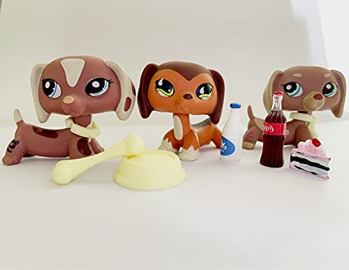3pcs Rare lps Shorthair Lot lps Dachshund Dogs Figure Toy with 6pcs lps Accessories Lot Mini Shop Pet Littlest Pet Shop Toy