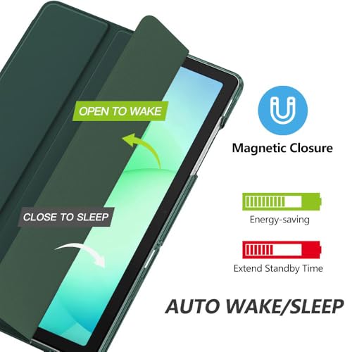 Image of MoKo for Samsung Galaxy Tab A11 Plus / A11+ Case 11 Inch 2026, Galaxy Tab A9 Plus / A9+ Case 11 Inch 2024, Slim Stand Hard PC Translucent Back Shell Smart Cover, Auto Wake /Sleep, Midnight Green