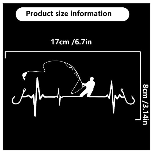 image for TEMI Car Decals Stickers, Heartbeat Line Fishing Car Decal, Car Decora