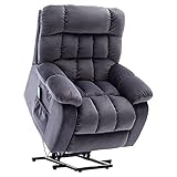 BTM Electric Power Lift Recliner Chair Sofa with Massage and Heat for Elderly 2 Side Pockets USB Ports Single Recliner Chairs for Living Room Overstuffed Breathable Fabric Reclining