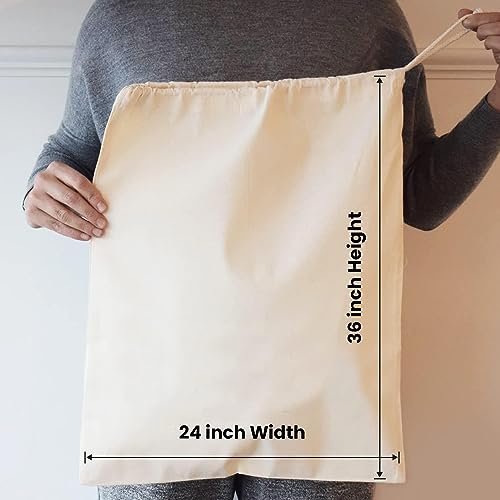 Bolsa de lavandería de algodón de 24 x 36 pulgadas con cordón 4