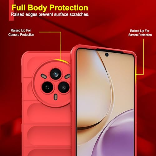 Image of amazon basics Back Case Cover for Realme 14 Pro 5G | Compatible for Realme 14 Pro 5G Back Case Cover | Liquid Silicon Magic Case with Camera Protection | Red