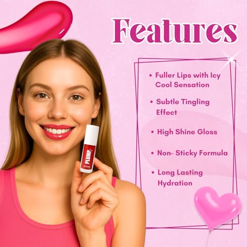 Image of JAQULINE USA PLUMPit Lip Plumper Volumizer | Adds Volume & Hydration | Lightweight, Non-Sticky Formula | Soft Peach Shade | Smooth Application - Ruby Rush 05, 3.5ml