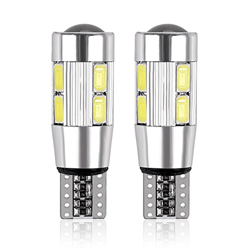 FORNORM 2 pièces Ampoules latérales Car Light, T10 194 10-LED Car Light Wedge Lecture Ampoules Latérales SMD 5630 DC 12 V Pack of 2X Blanc Cover