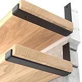 LEOPO 10 inch Shelf Brackets 6-Pack ,1/5 inch Thick Heavy Duty Industrial Bracket for DIY Floating Shelf Support, Black Coated Wall Shelf Support, 9.25” x 6” x 1.5”