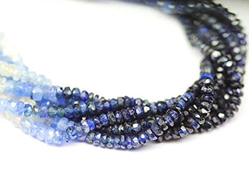 Saphir bleu naturel perles rondelles facettées haut de gamme pour création bijoux LKBEADS