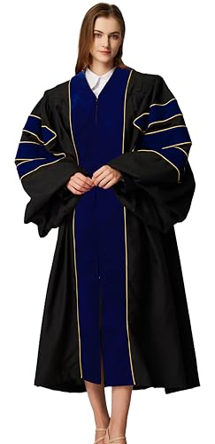 Image of MyGradDay Unisex Deluxe Graduation Doctorate Robe with Gold Piping Available for Customization