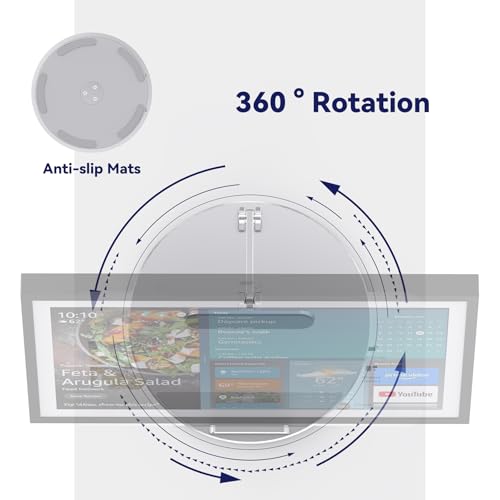 Pitelumeon Premium Stand for Echo Show 15 (1st, 2nd Gen), Show 21 With Swivel and Tilt Design,Aluminum Mount Stand And 360°Rotation & Tilt Suitable for Office and Kitchen(Silver),Tablet Stand - Image 4